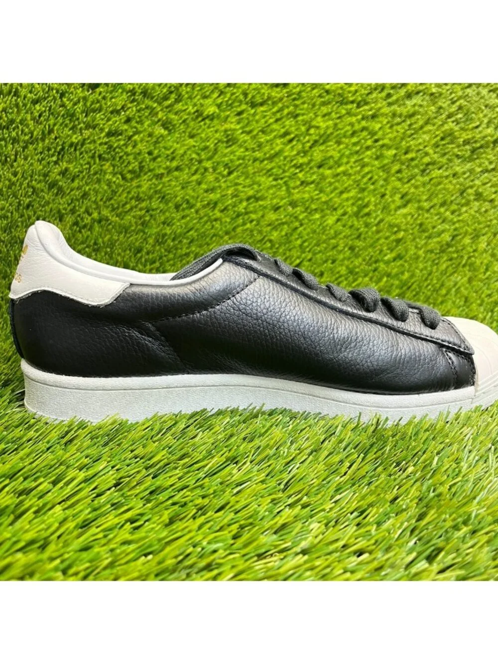 Adidas Superstar Pure Mens Size 9 Black White Athletic Leather Shoes Sneakers